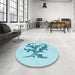 Round Patterned Electric Blue Rug in a Office, pat910lblu