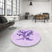 Round Patterned Purple Rug in a Office, pat910pur