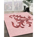 Patterned Light Rose Pink Rug in Family Room, pat910rd