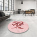 Round Patterned Light Rose Pink Rug in a Office, pat910rd