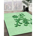 Machine Washable Transitional Mint Green Rug in a Family Room, wshpat911grn