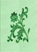 Machine Washable Transitional Mint Green Rug, wshpat911grn