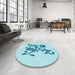 Round Patterned Electric Blue Rug in a Office, pat911lblu