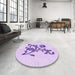 Round Patterned Purple Rug in a Office, pat911pur