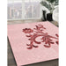 Machine Washable Transitional Light Rose Pink Rug in a Family Room, wshpat911rd