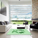 Square Patterned Mint Green Rug in a Living Room, pat912grn