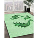 Patterned Mint Green Rug in Family Room, pat912grn