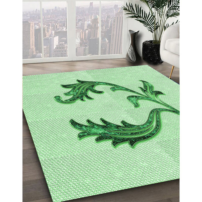 Machine Washable Transitional Mint Green Rug in a Family Room, wshpat912grn