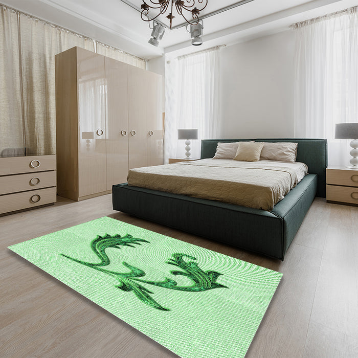 Patterned Mint Green Rug in a Bedroom, pat912grn