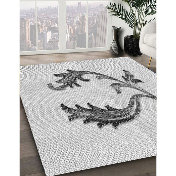 Machine Washable Transitional Platinum Gray Rug in a Family Room, wshpat912gry
