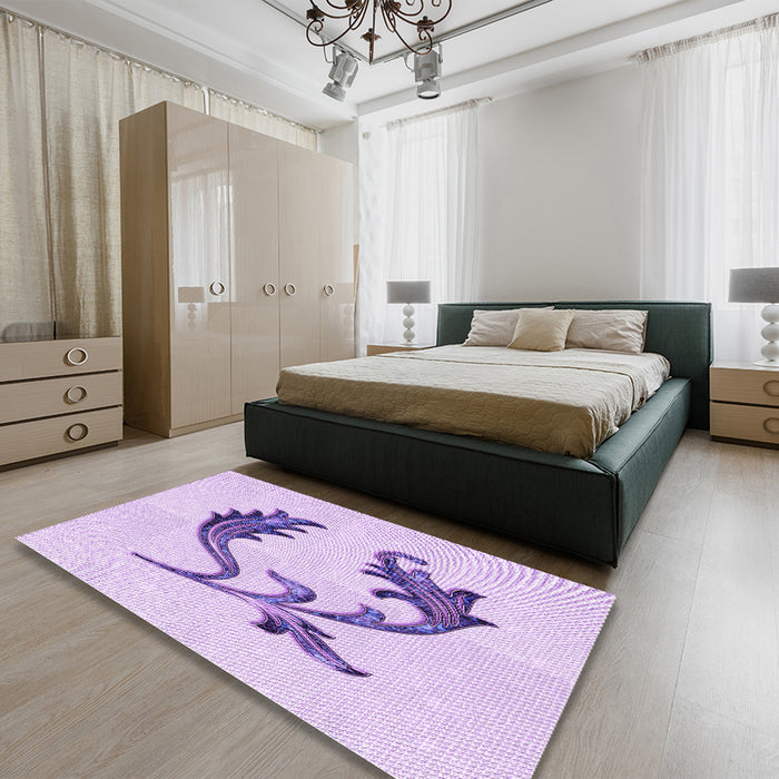 Patterned Purple Rug in a Bedroom, pat912pur