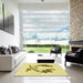 Square Patterned Sun Yellow Rug in a Living Room, pat912yw