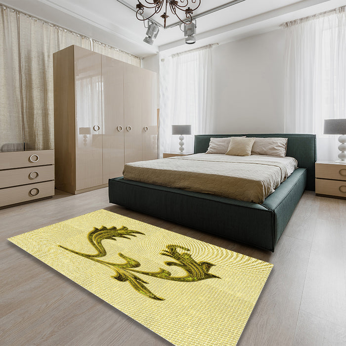 Patterned Sun Yellow Rug in a Bedroom, pat912yw