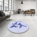 Round Patterned Lavender Blue Rug in a Office, pat913blu