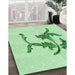 Machine Washable Transitional Mint Green Rug in a Family Room, wshpat913grn