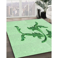 Patterned Mint Green Rug, pat913grn