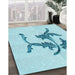 Machine Washable Transitional Electric Blue Rug in a Family Room, wshpat913lblu