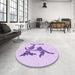 Round Patterned Purple Rug in a Office, pat913pur