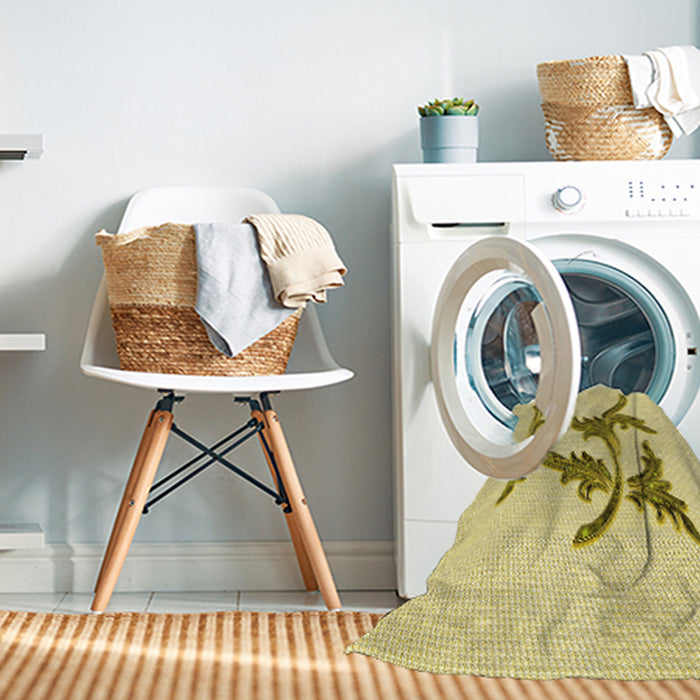 Machine Washable Transitional Sun Yellow Rug in a Washing Machine, wshpat913yw