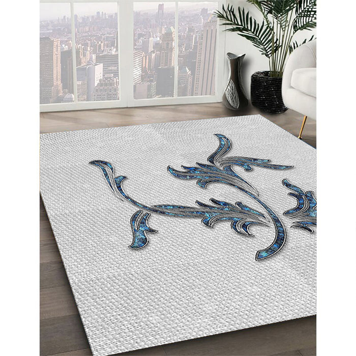 Patterned Off-White Novelty Rug in Family Room, pat913