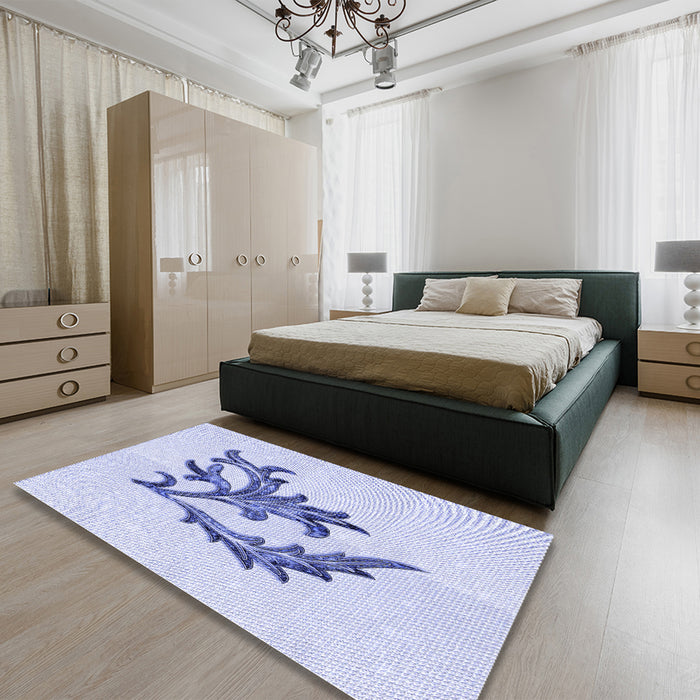 Patterned Lavender Blue Rug in a Bedroom, pat914blu