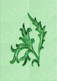 Machine Washable Transitional Mint Green Rug, wshpat914grn