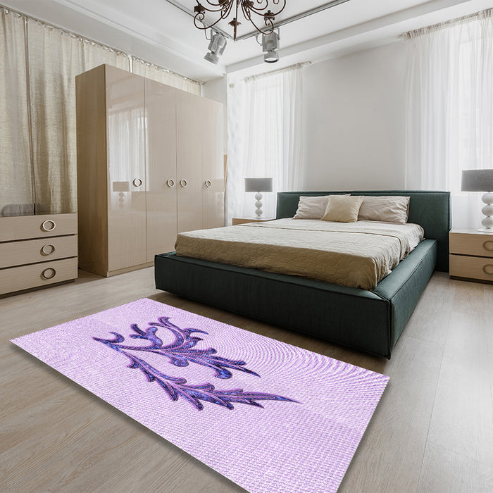 Patterned Purple Rug in a Bedroom, pat914pur