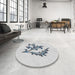 Round Machine Washable Transitional Silver Gray Rug in a Office, wshpat914