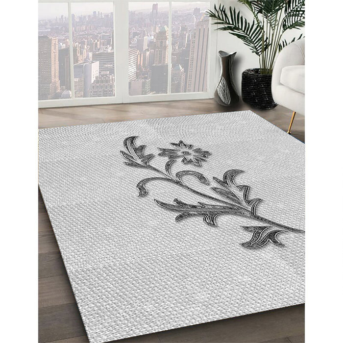 Machine Washable Transitional Platinum Gray Rug in a Family Room, wshpat915gry