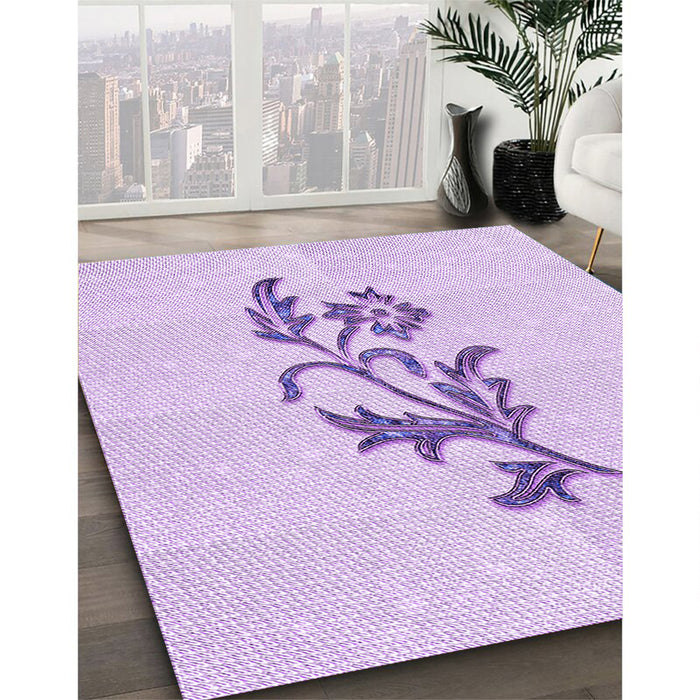 Patterned Bright Lilac Purple Rug in Family Room, pat915pur