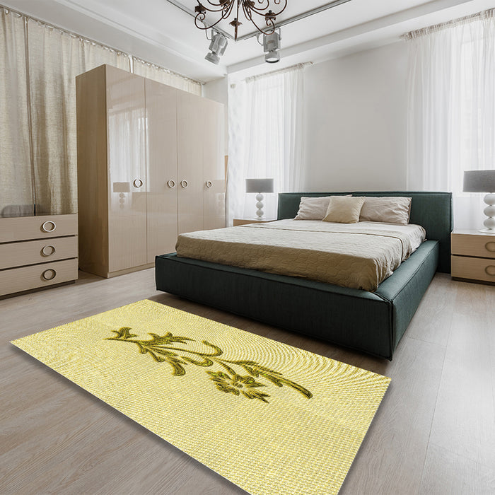 Patterned Sun Yellow Rug in a Bedroom, pat915yw