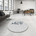 Round Machine Washable Transitional White Smoke Rug in a Office, wshpat915