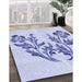 Patterned Lavender Blue Rug in Family Room, pat916blu