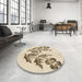 Round Patterned Vanilla Gold Rug in a Office, pat916brn