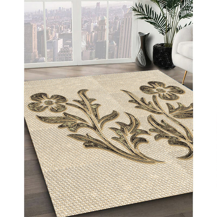 Patterned Vanilla Gold Rug in Family Room, pat916brn