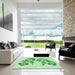 Square Patterned Light Green Rug in a Living Room, pat916grn