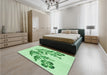 Patterned Light Green Rug in a Bedroom, pat916grn