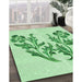 Machine Washable Transitional Light Green Rug in a Family Room, wshpat916grn