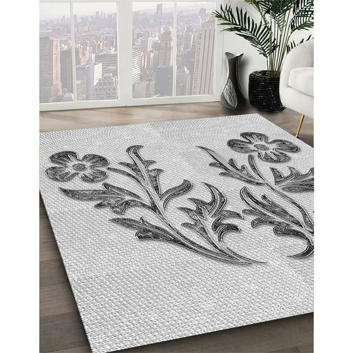 Patterned Platinum Gray Rug in Family Room, pat916gry