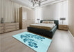 Patterned Electric Blue Rug in a Bedroom, pat916lblu