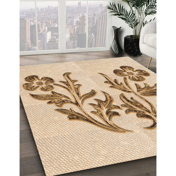 Patterned Bronze Brown Rug in Family Room, pat916org