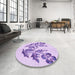 Round Patterned Purple Rug in a Office, pat916pur