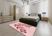 Round Machine Washable Transitional Light Rose Pink Rug in a Office, wshpat916rd