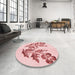 Round Patterned Light Rose Pink Rug in a Office, pat916rd