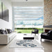 Square Patterned Off-White Novelty Rug in a Living Room, pat916