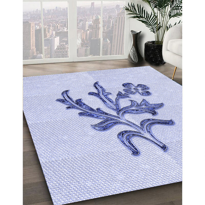 Patterned Lavender Blue Rug in Family Room, pat917blu