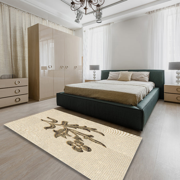 Patterned Peru Brown Rug in a Bedroom, pat917brn