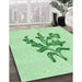 Machine Washable Transitional Mint Green Rug in a Family Room, wshpat917grn