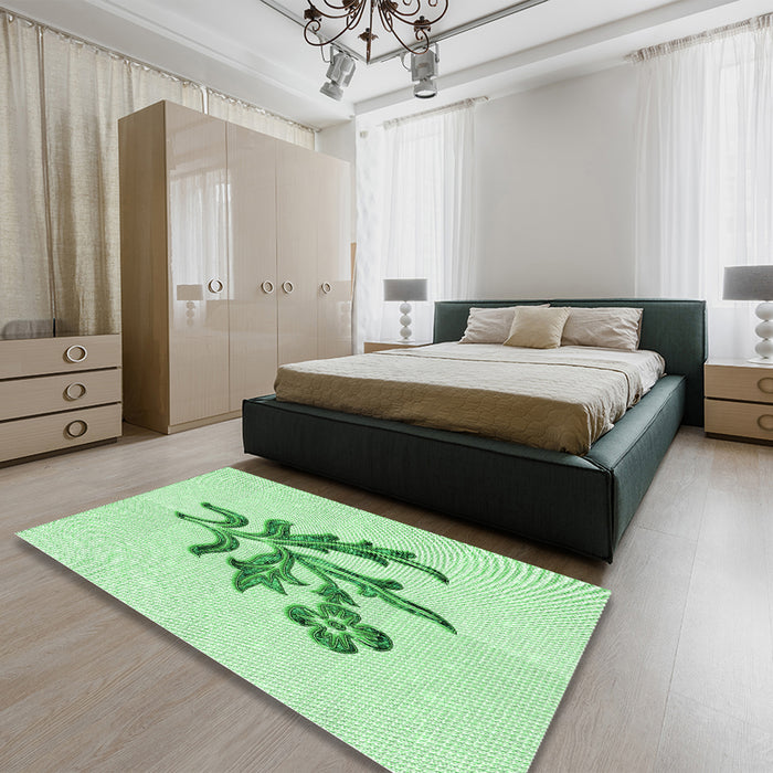 Patterned Mint Green Rug in a Bedroom, pat917grn