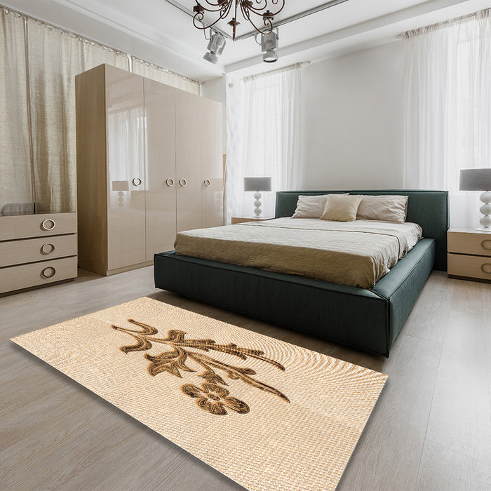 Patterned Peru Brown Rug in a Bedroom, pat917org